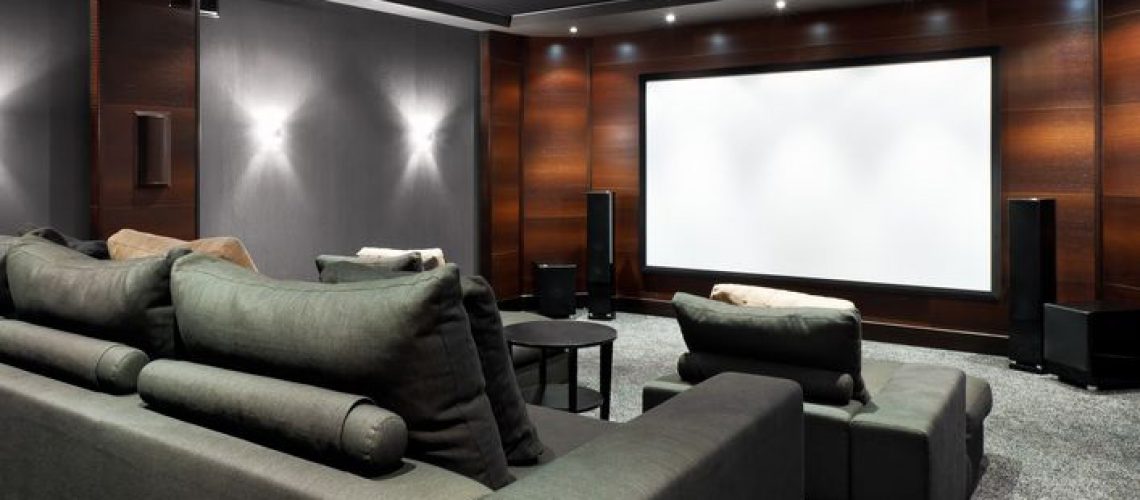 Interior of luxury home theater